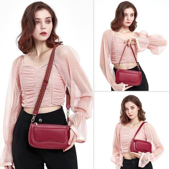 Brand New Small Vegan Crossbody Wine Handbag - Picture 6 of 11